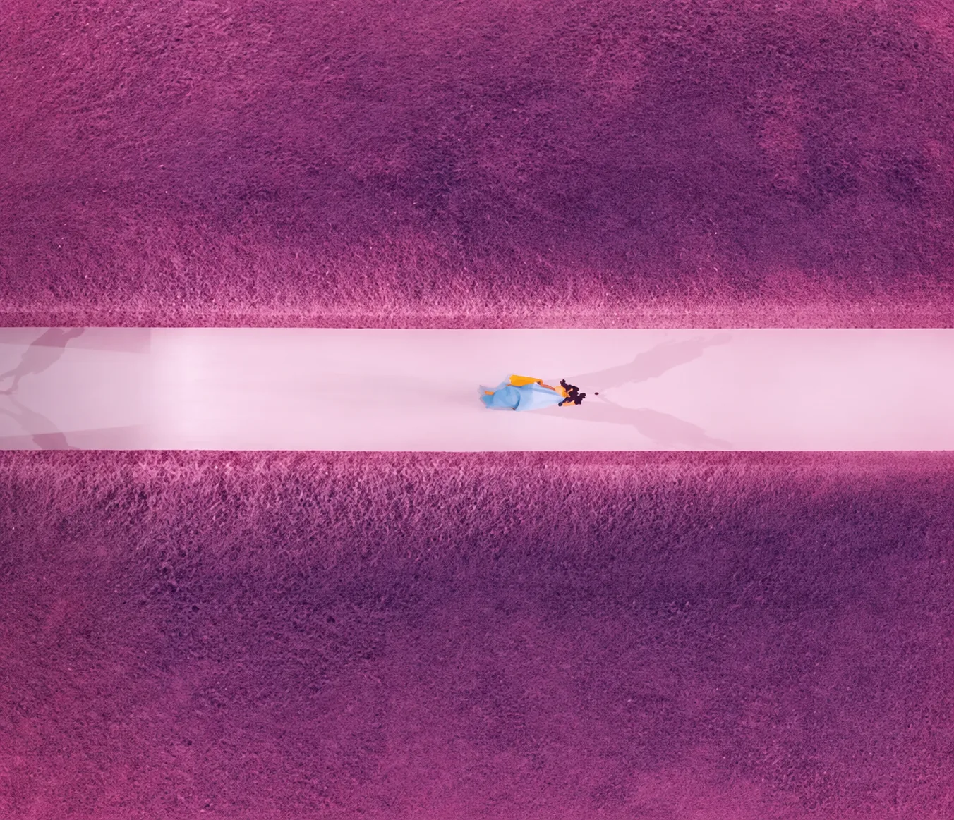 CAROLINA HERRERA — From above: dyed gravel, split in two by the runway