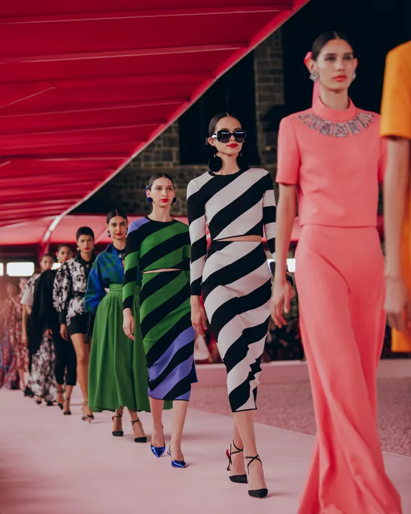 CAROLINA HERRERA — The finale, the whole collection in line