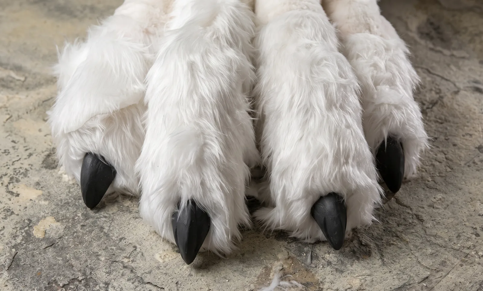 DISNEY — The claws: white fur and black nails, on the workshop floor