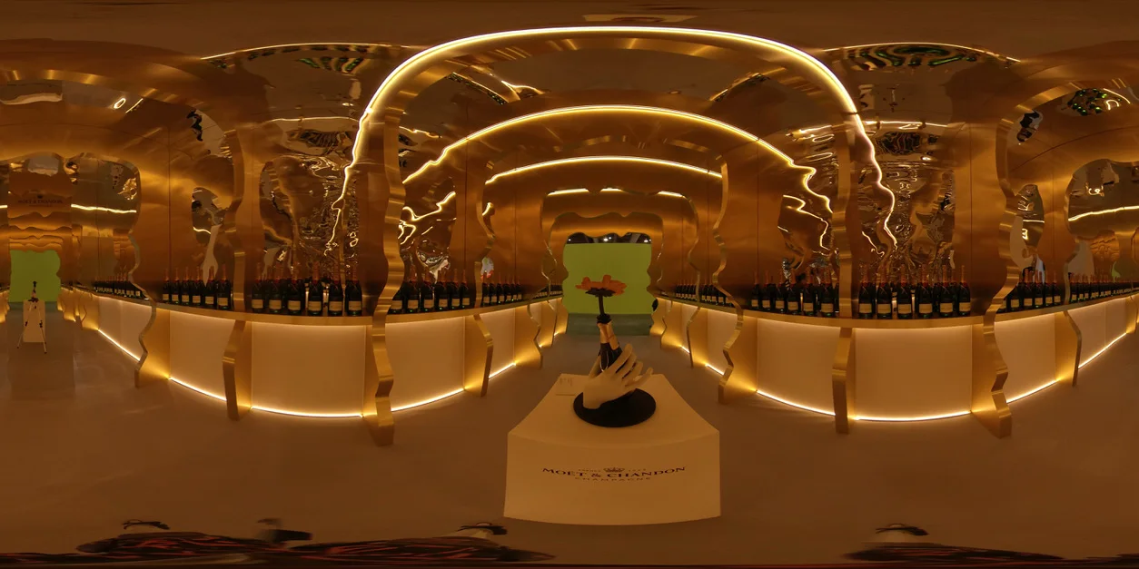 MOËT — The tunnel in 360°: bottles lined up on both sides