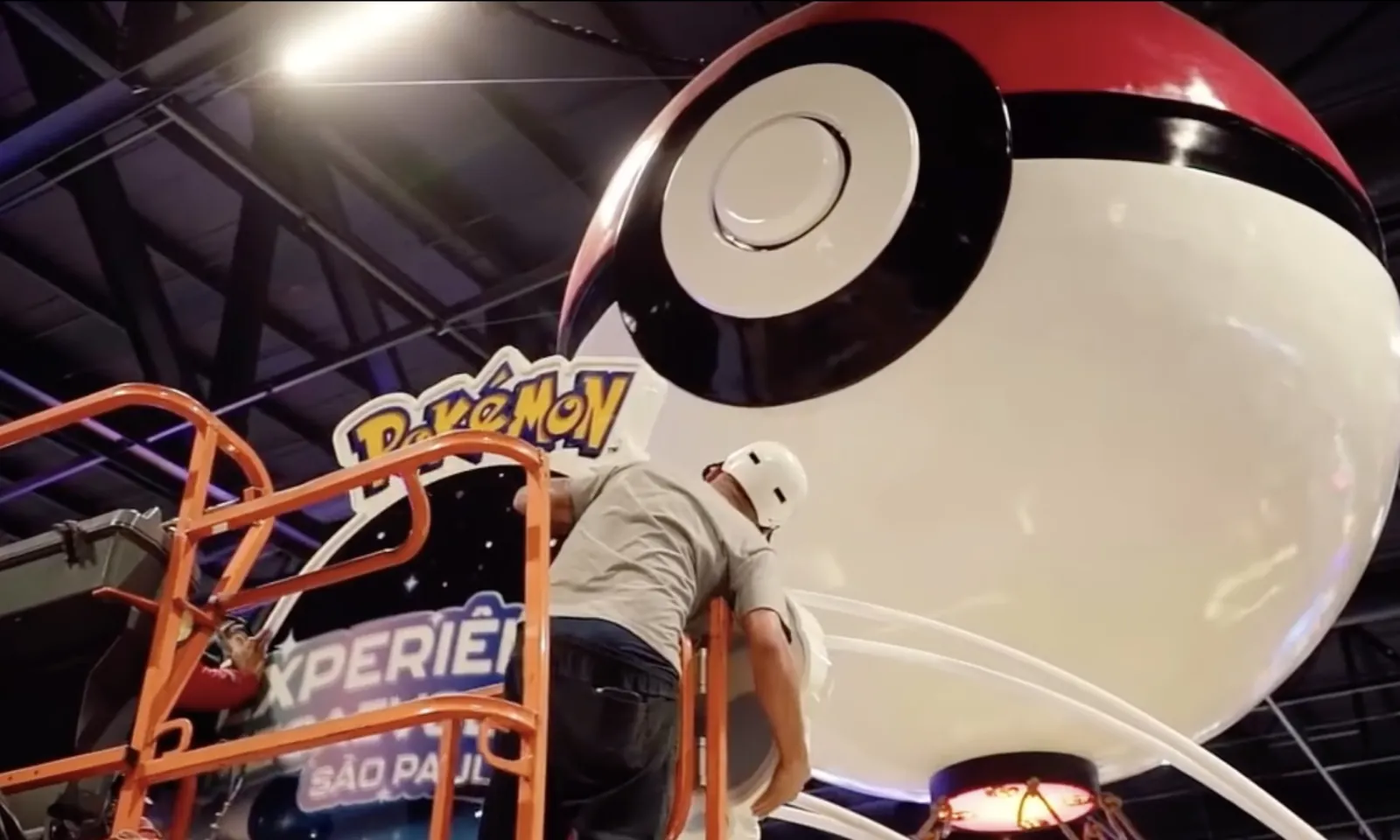 POKEMON — During the build: the Poké Ball, by hand, from the lift